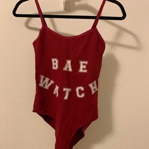 Red Lifeguard Bodysuit